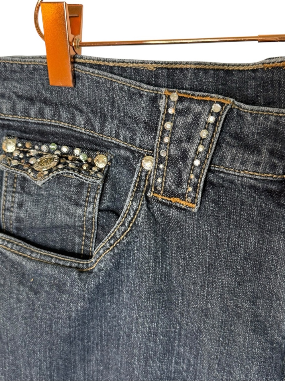 Lawman Western Vintage Embellished Dark Wash Boot Cut Jeans - Picture 3 of 9